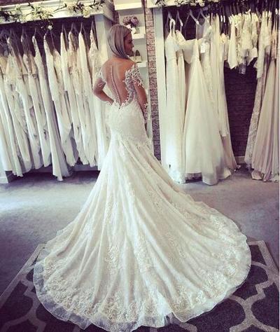 Country Wedding Dresses Off The Shoulder Lace Appliques Sweep Train Beach Bridal Gowns Long Sleeves Beach Vestidos De Novia