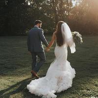 New Style Lace Mermaid Wedding Dresses Sweetheart Neck Sweep Trian Tulle Ruffles Tiered Skirts Back Cover Button Garden Bridal Gown - Thumbnail 3