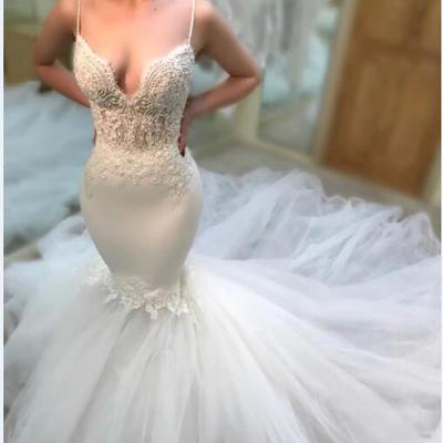 Sexy sweetheart neck lace mermaid wedding dress floral appliques bridal gowns sweep train vestido de novia - Thumbnail 5