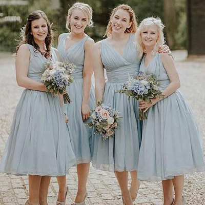 Tea length v neck bridesmaid dresses under 100 - Thumbnail 5