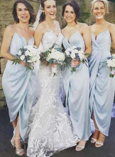 Spaghetti Straps Long Bridesmaid Dresses Under 100