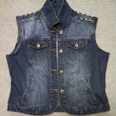 Leopard Crossback Denim Vest - Size X-Large