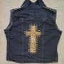Leopard Crossback Denim Vest - Size X-Large-1