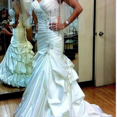Bridal dresses taffeta wedding dresses for women sweetheart strapless lace up sexy mermaid backless long beaded crystal bridal gowns - Thumbnail 4