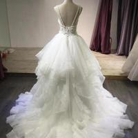 Lace Applique A-Line Wedding Dresses With Sash Sheer Illusion Long Sleeve Ivory Elegant Bridal Gowns Backless Sexy Vestidos - Thumbnail 1