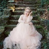 Modest Blush Wedding Dresses Bohemia Style Deep V-Neck A-Line Hollow Back Long Sleeve Lace Tulle Bridal Gowns Vestido De Noiva - Thumbnail 1