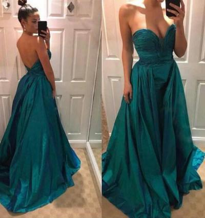 Dark Green Mermaid Prom Dress Ruched Evening Formal Party Gowns