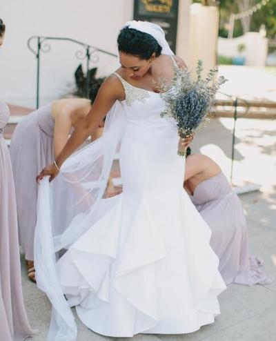 Vestido De Novia Mermaid Wedding Dresses Spaghetti Straps With Crystals Beadings Ruffles Bridal Dresses Gowns Plus Size Custom Made