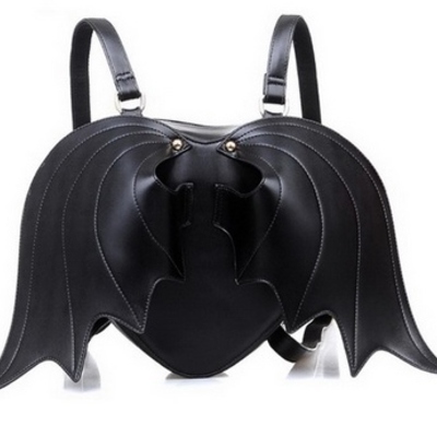 Gothic punk bat wing heart shape backpack bag with lace detail