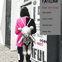Skeleton Bear Gothic Harajuku Backpack Bag - Thumbnail 1