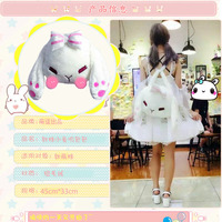 White Kawaii Rabbit Bunny Plush Backpack Bag - Thumbnail 4
