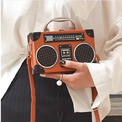 Retro radio box style handbag shoulder bag