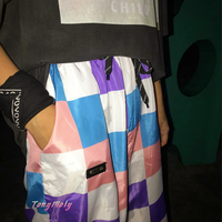 90s Color Block Checker Casual Jogger Pants - Thumbnail 1