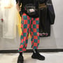 90s Color Block Checker Casual Jogger Pants-2