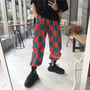 90s Color Block Checker Casual Jogger Pants-3