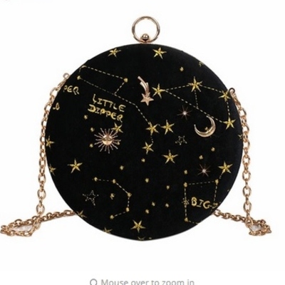 Galaxy stars and moon whimsical round fashion bags