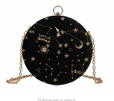 Galaxy Stars and Moon Whimsical Round Fashion Bags
