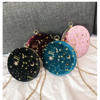 Galaxy Stars and Moon Whimsical Round Fashion Bags - Thumbnail 2