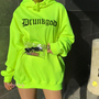 Pocket Fluorescence Green Hoodie Sweatshirt-1