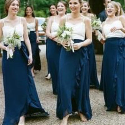 Spaghetti straps two piece bridesmaid dresses for wedding - Thumbnail 5