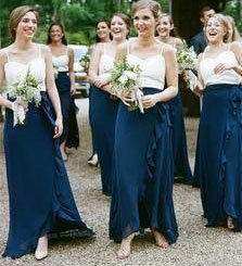 Spaghetti Straps Two Piece Bridesmaid Dresses for Wedding
