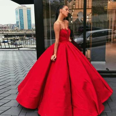 Vintage red ball gown prom dresses sweetheart sleeveless appliques plus size pageant gown satin floor length vestido de novia - Thumbnail 5