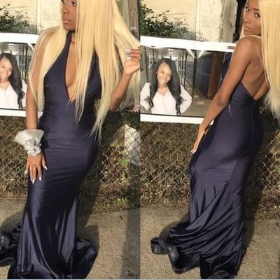  new designer black long mermaid prom dresses sexy deep v neck cheap simple backless dresses evening wear vestidos de fiesta - Thumbnail 4