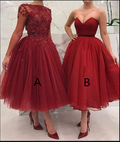 Cheap Two Styles Short Prom Dresses Lace Appliques Beaded A-Line Evening Party Dresses Tea Length Occasion Party Wear