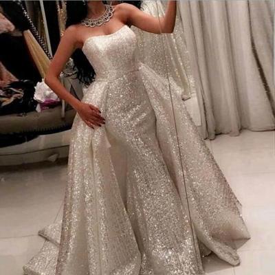 Sequin lace sweetheart neck prom dresses mermaid zipper back sweep train party dresses robe de bal - Thumbnail 5