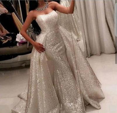 Sequin Lace Sweetheart Neck Prom Dresses Mermaid Zipper Back Sweep Train Party Dresses Robe De Bal
