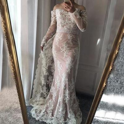 Elegant white lace prom dresses detachable train celebrity gowns mermaid evening dresses custom v neck prom party dress vestidos de fie - Thumbnail 4