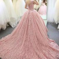 Luxury Quinceanera Dresses A Line Jewel Cap Sleeve Sweep Train Prom Dresses With Lace Applique Backless Sweet 16 Gowns - Thumbnail 1