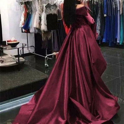 Off the shoulder maroon mermaid prom dresses - Thumbnail 4