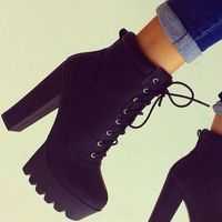 Sexy bare boots super high heel platform Black Boots Q-0658 - Thumbnail 3