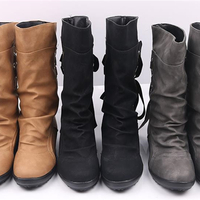 Fashion flat women's boots Cheap Boots Hot Q-0852 - Thumbnail 1