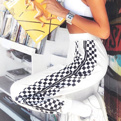 Free Shipping-CHECKER ZIP JOGGER