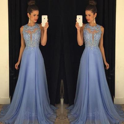 Violet a line tulle prom dressescrew neck lace bodice evening party gowns - Thumbnail 5