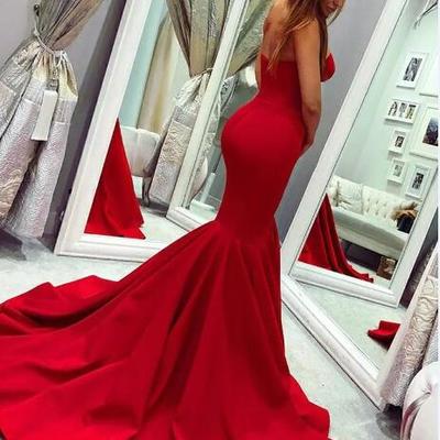 Vestidos de fiesta red prom dresses long cheap mermaid evening gowns bridesmaid party dress formal gown robes de soiree - Thumbnail 4