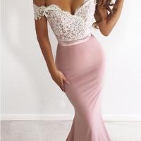 Vestidos de Fiesta Mermaid Prom Dresses Long Cheap Bridesmaid Ball Dress Lace Evening Gowns Cocktail Party Formal Gown Robes de Soiree - Thumbnail 1