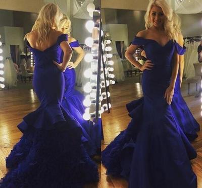 Royal Blue Mermaid Evening Dresses Off The Shoulder Prom Dress Special Occasion Floor Length Pageant Gowns