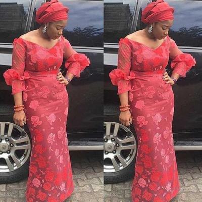 V neck prom dresses water melon mermaid plus size evening dresses african women formal party dress cheap floor length - Thumbnail 4