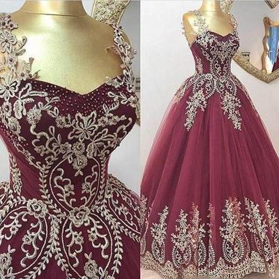 Burgundy lace appliques prom dresses with straps tulle ruffles a line evening gowns saudi arabic women formal party dress cheap floor length - Thumbnail 5