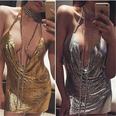 Sexy v-neck backless sequins dress - Thumbnail 3