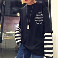 THE DREAM Printed Patchwork Striped Long Sleeve T-shirt - Thumbnail 2