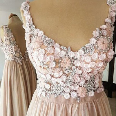 Elegant long prom dresses with 3d flowers for women - Thumbnail 4