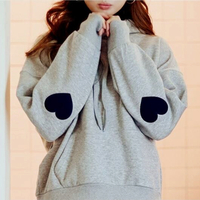 Harajuku Love Heart Embroidered Sleeve Hoodie Sweatshirt - Thumbnail 2