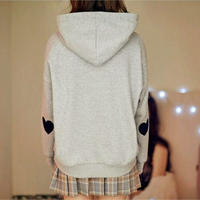 Harajuku Love Heart Embroidered Sleeve Hoodie Sweatshirt - Thumbnail 3