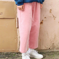 Pastel Color Corduroy Casual Wide Leg Pants - Thumbnail 3