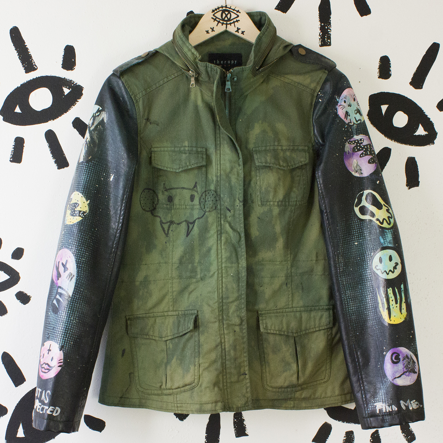 Upcycled Painted Army Green Bleached 