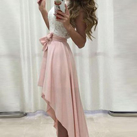 White Lace Homecoming Dress,High-Low Prom Dress,Formal Party Dress - Thumbnail 1